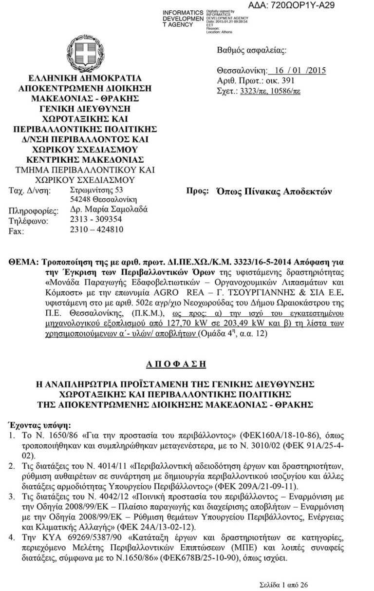 Έγκριση μονάδας παράγωγης λιπασμάτων με ζεόλιθο | Zeolife.gr