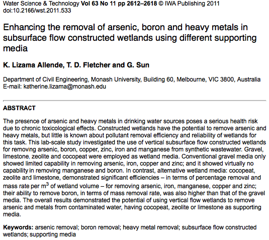 Enhancing the removal of arsenic, boron and heavy metals in subsurface flow constructed wetlands using different supporting media