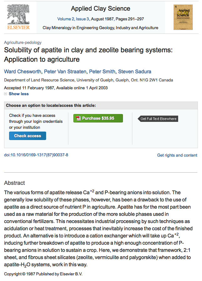 Solubility of apatite in clay and zeolite bearing systems: Application to agriculture